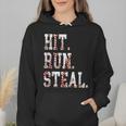 Hit Run Steal Baseball Mom For Women Baseball Wmen Hoodie