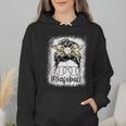 Leopard Messy Bun Mom Mother's Day Baseball Mommy Wmen Hoodie Leopard Messy Bun Mom Mother's Day Baseball Mommy Wmen Hoodie
