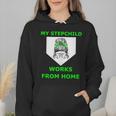 Messy Bun Baseball Mom My Stepchild Works From Home Wmen Hoodie