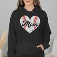 Mother's Day Distressed Heart Baseball Mom Mama Sport Fan Wmen Hoodie