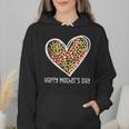Softball Baseball Mom Valentine Leopard Heart Mother's Day Wmen Hoodie