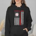 Vintage Baseball Flag Women Baseball Mom Wmen Hoodie