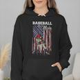 Vintage USA Flag Baseball Player Proud Baseball Mom Wmen Hoodie