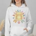 Groovy Retro Floral Happy Smiling Face Baseball Mom Wmen Hoodie