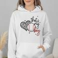 That's My Boy Leopard Heart Baseball Mom Wmen Hoodie