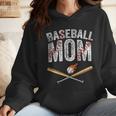 Baseball Mom Crossed Bats With Ball On Fire Distressed Wmen Hoodie