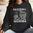 Baseball Momma Mom USA Flag 4th Of July Wmen Hoodie
