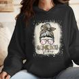 Bleached Messy Bun Game Day Vibes Baseball Mom Game Day Wmen Hoodie