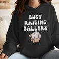 Busy Raising Ballers Baseball Mom Groovy Mother Day Wmen Hoodie
