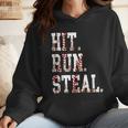 Hit Run Steal Baseball Mom For Women Baseball Wmen Hoodie