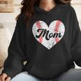 Mother's Day Distressed Heart Baseball Mom Mama Sport Fan Wmen Hoodie