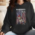 Vintage USA Flag Baseball Player Proud Baseball Mom Wmen Hoodie