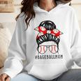 Baseball Mom Leopard Messy Bun Game Day Wmen Hoodie