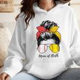 Baseball Mom Softball Mom Of Both Messy Bun Mother's Day Wmen Hoodie Baseball Mom Softball Mom Of Both Messy Bun Mother's Day Wmen Hoodie