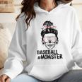 Baseball Momster Messy Bun Skull Mom For Women Halloween Wmen Hoodie Baseball Momster Messy Bun Skull Mom For Women Halloween Wmen Hoodie
