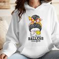 Busy Raising Ballers Softball Messy Bun Baseball Mom Wmen Hoodie Busy Raising Ballers Softball Messy Bun Baseball Mom Wmen Hoodie