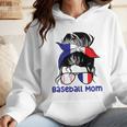 French Baseball Mom France Messy Bun Wmen Hoodie French Baseball Mom France Messy Bun Wmen Hoodie