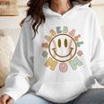 Happy Baseball Mom Groovy Retro Floral Smiling Face Wmen Hoodie Happy Baseball Mom Groovy Retro Floral Smiling Face Wmen Hoodie