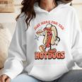 Retro Just Here For The Hotdogs Baseball Mom Sport Lover Wmen Hoodie