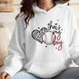 That's My Boy Leopard Heart Baseball Mom Premium Wmen Hoodie