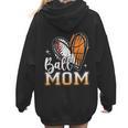 Ball Mom Heart Basketball Baseball Mom Women Hoodie Back Print Ball Mom Heart Basketball Baseball Mom Women Hoodie Back Print