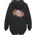 Baseball Mom With Garden Flowers Women Hoodie Back Print