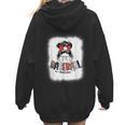 Baseball Mom Messy Bun Mommy Baseball Player Women Hoodie Back Print