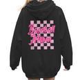 Baseball Mom And Pink Grid Sports Mother Mama Player Women Hoodie Back Print