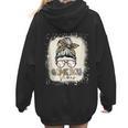 Bleached Messy Bun Game Day Vibes Baseball Mom Game Day Women Hoodie Back Print Bleached Messy Bun Game Day Vibes Baseball Mom Game Day Women Hoodie Back Print