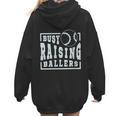 Busy Raising Ballers Graphic For Baseball Moms Women Hoodie Back Print