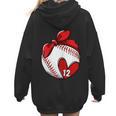 Custom Baseball Mom Number 12 Heart For Mom Mommy Women Hoodie Back Print Custom Baseball Mom Number 12 Heart For Mom Mommy Women Hoodie Back Print