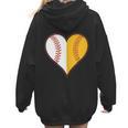 Cute Love Baseball Fast Pitch Softball Heart Baseball Mom Women Hoodie Back Print