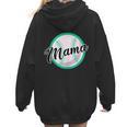Cute Mama Script Font On Baseball Mom Women Hoodie Back Print