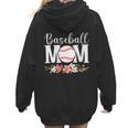 Floral Baseball Mom Mother's Day Cute Baseball Mama Mommy Women Hoodie Back Print