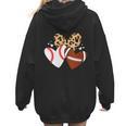 Football Baseball Heart Football Baseball Mom Women Hoodie Back Print Football Baseball Heart Football Baseball Mom Women Hoodie Back Print