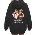Game Day Vibes Football Baseball Mom Heart Women Hoodie Back Print