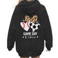 Game Day Vibes Soccer Baseball Mom Heart Women Hoodie Back Print