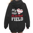 My Heart Is On That Field Baseball Player Baseball Mom Women Hoodie Back Print
