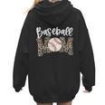Leopard Baseball Mom Baseball Mama Retro Cute Mother's Day Women Hoodie Back Print