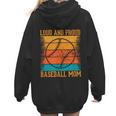 Loud And Proud Baseball Mom Vibrant Colorful Stripe Women Hoodie Back Print