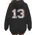Lucky Number 13 Baseball Mom Baseball Number 13 Lucky 13 Women Hoodie Back Print