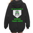Messy Bun Baseball Mom My Stepchild Works From Home Women Hoodie Back Print