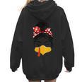 Messy Bun Baseball Mom Turkey Face Matching Thanksgiving Women Hoodie Back Print