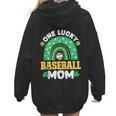 One Lucky Baseball Mom St Patricks Day Rainbow Mother Mama Women Hoodie Back Print