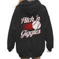 Pitch 'n Giggles Baseball Player Women Baseball Mom Women Hoodie Back Print Pitch 'n Giggles Baseball Player Women Baseball Mom Women Hoodie Back Print