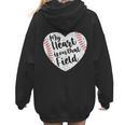 Retro My Heart Is On That Field Baseball Mom Mother's Day Women Hoodie Back Print Retro My Heart Is On That Field Baseball Mom Mother's Day Women Hoodie Back Print