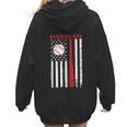 Vintage Baseball Flag Women Baseball Mom Women Hoodie Back Print
