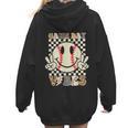 Women Kids Baseball Game Day Vibes Smile Baseball Mom Women Hoodie Back Print