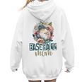 Artsy Baseball Mom Flowers Unique Game Day Ball Distressed Women Hoodie Back Print