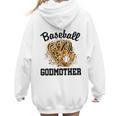 Baseball Godmother Leopard Heart Baseball Mom Game Day Women Hoodie Back Print